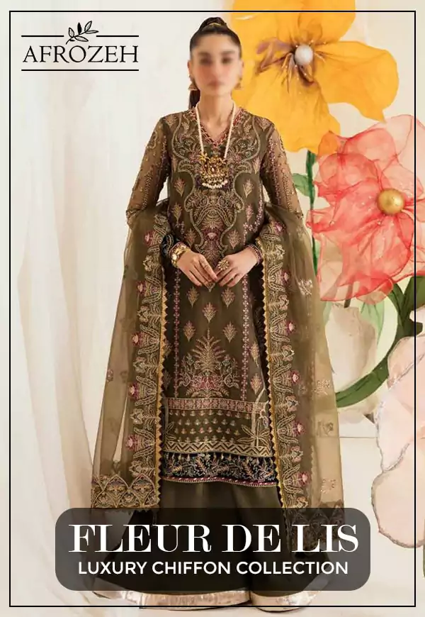 Afrozeh Fleur De Lis  Ayzel Luxury Chiffon Collection