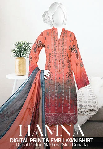 Hamna Digital Printed and Embroidered Lawn Collection