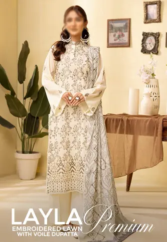 Layla Premium Embroidered Lawn Collection 2024