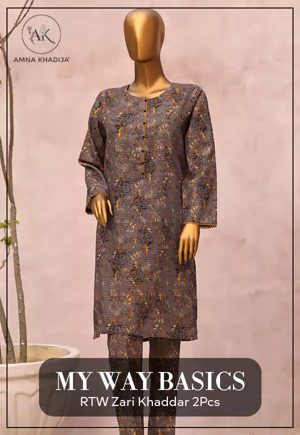 My Way Basics RTW Zari Khaddar 2 Pec Collection By Amna Khadija