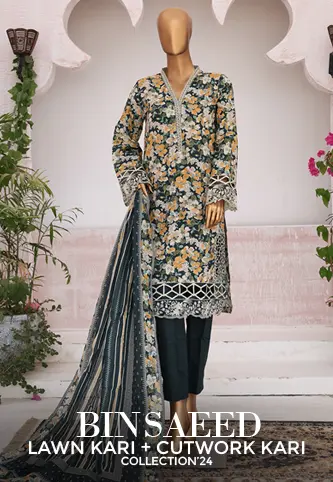 Bin Saeed Exclusive Lawnkari and Cutwork Kari Collection