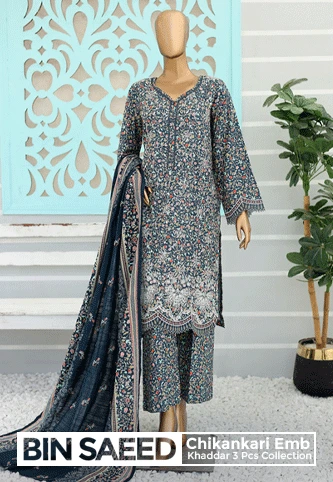 Bin Saeed Exclusive RTW Chikankari Embroidered Khaddar Collection