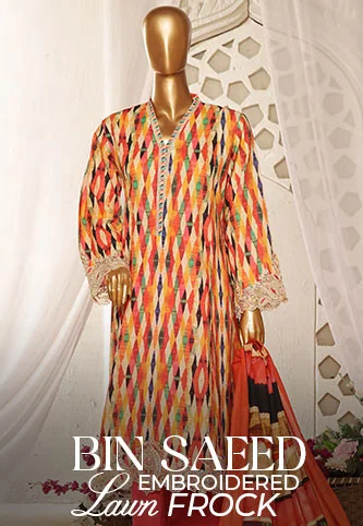 Bin Saeed Lawn Embroidered Frock Collection 2024