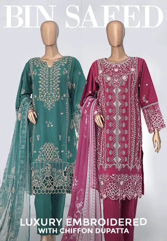 Bin Saeed Luxury Embroidered With Chiffon Dupatta