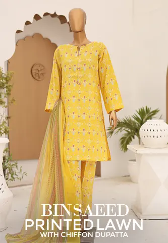 Bin Saeed Printed Lawn with Chiffon Dupatta Collection Vol 03