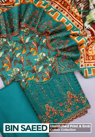 Bin Saeed Unstitch Printed and Embroidered Cotton Collection