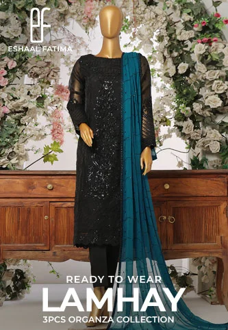 Eshal Fatima Lamhay 3 Pcs Organza RTW Collection By Emaan Adeel