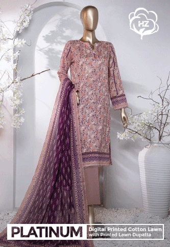 HZ Platinum Digital Printed Cotton Lawn Collection 2024