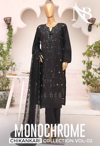 Monochrome Chikankari Collection Vol-1 by Naubahar