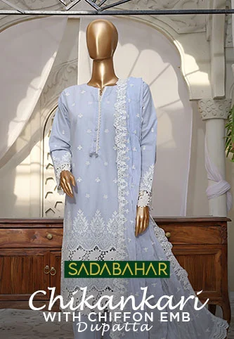 SADABAHAR Chikankari with Chiffon Embroidered Dupatta Collection