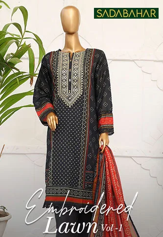 Sadabahar Embroidered Lawn Stitched Collection Vol 01