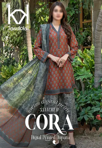 Cora Stitched Digital Printed Swiss 3pcs Collection 2024