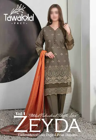 Zeyda - Stitched Schiffli Lawn Collection Vol 01 2024