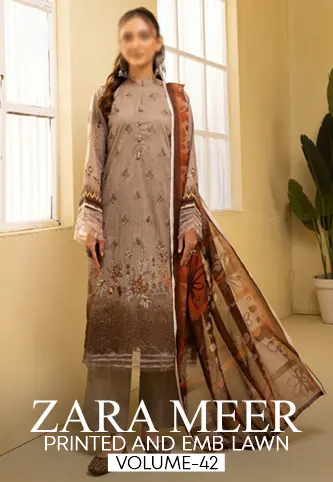 Zara Meer Printed Slub Lawn Collection 2024