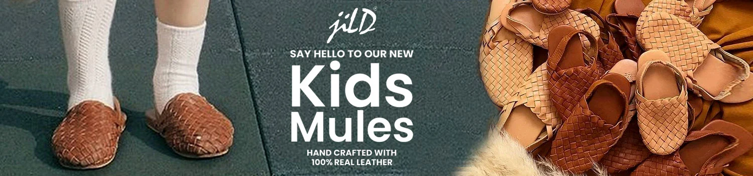 Handwoven Leather Mules For Kids by JILD