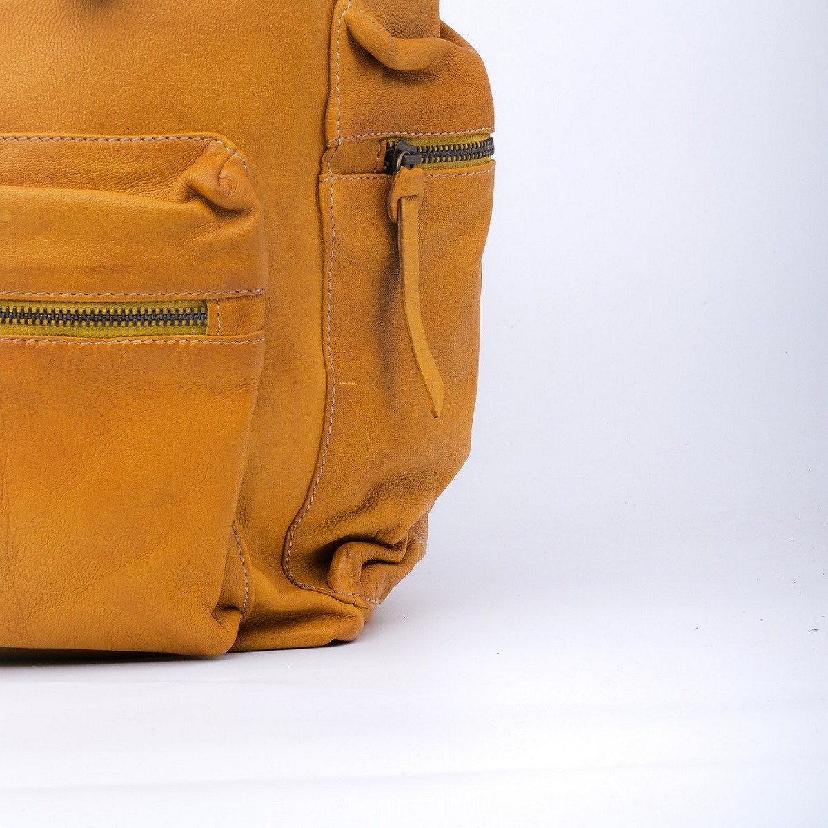 Leather Backpacks By JILD Leather Backpack Travel Laptop Office Bag- Mustard Yellow