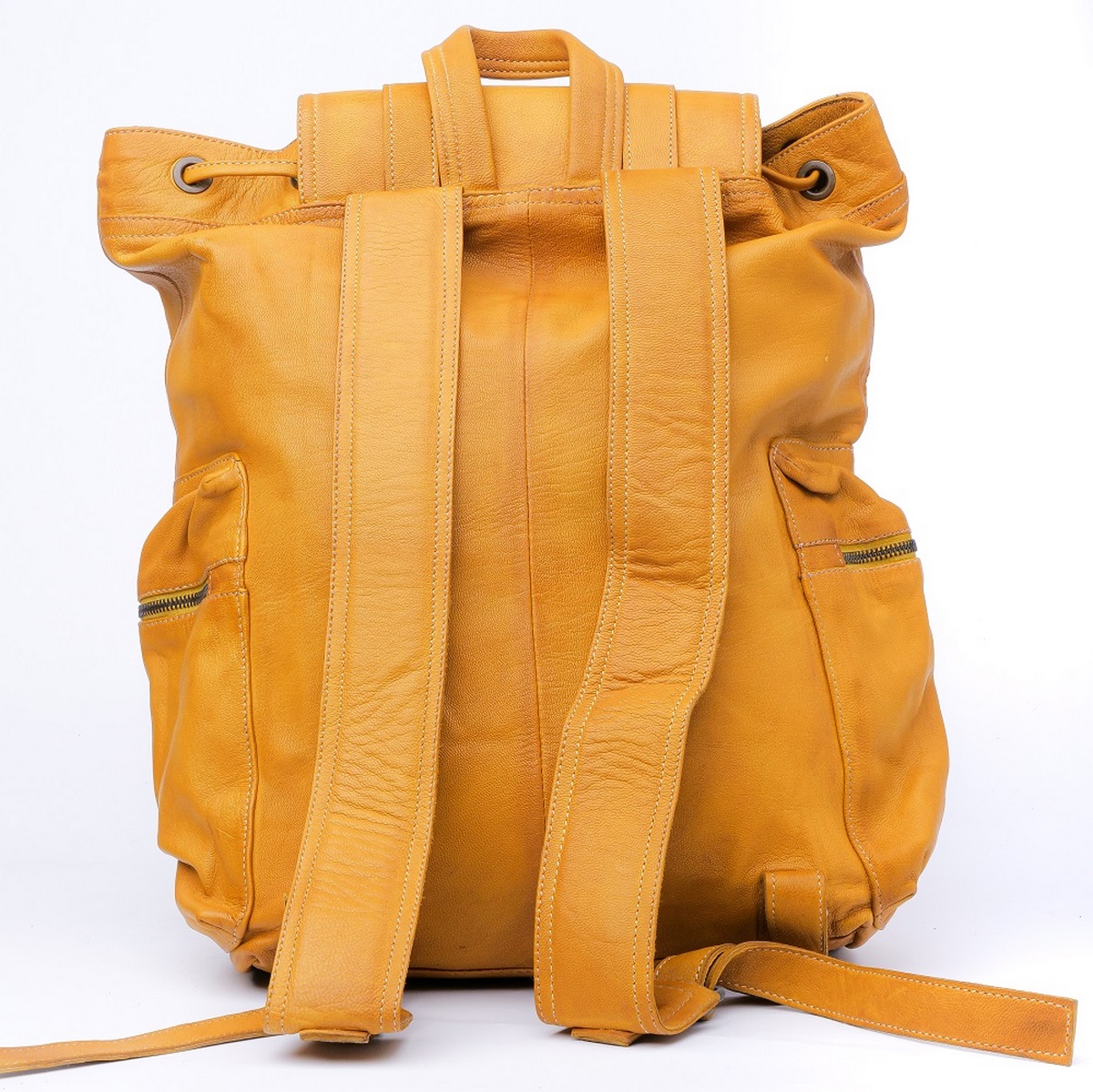 Leather Backpacks By JILD Leather Backpack Travel Laptop Office Bag- Mustard Yellow