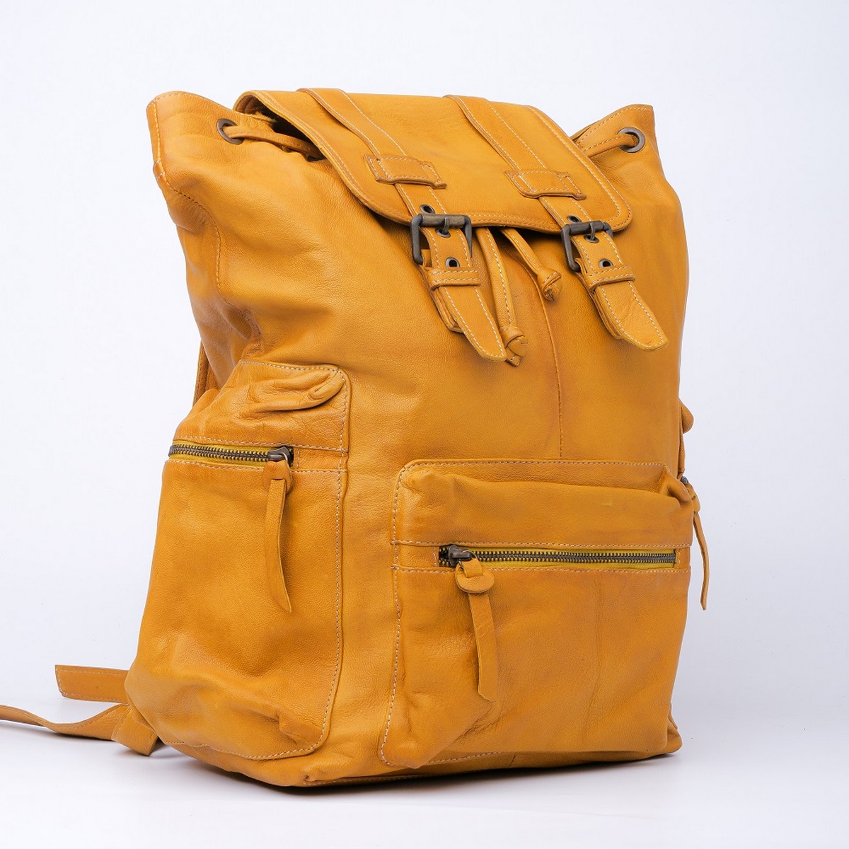 Leather Backpacks By JILD Leather Backpack Travel Laptop Office Bag- Mustard Yellow