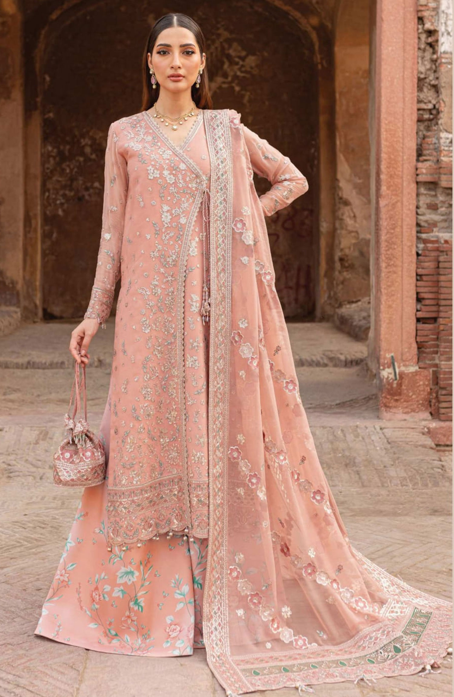 Farasha Ritzier Unstitched Luxury Collection - 06-PEACH BELL