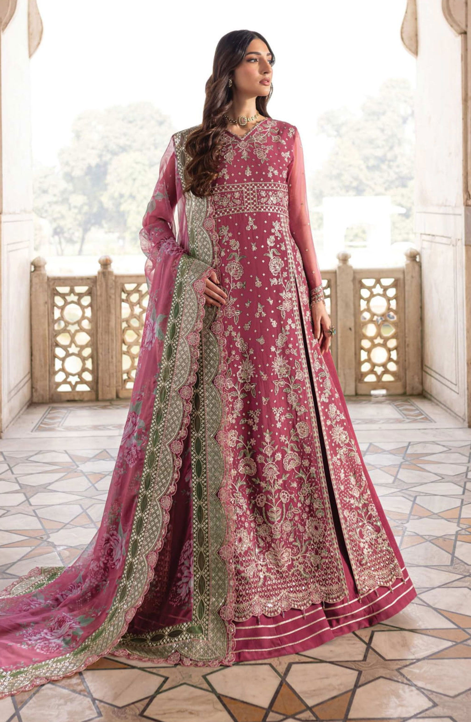 Farasha Ritzier Unstitched Luxury Collection - 08-REGAL ROSE