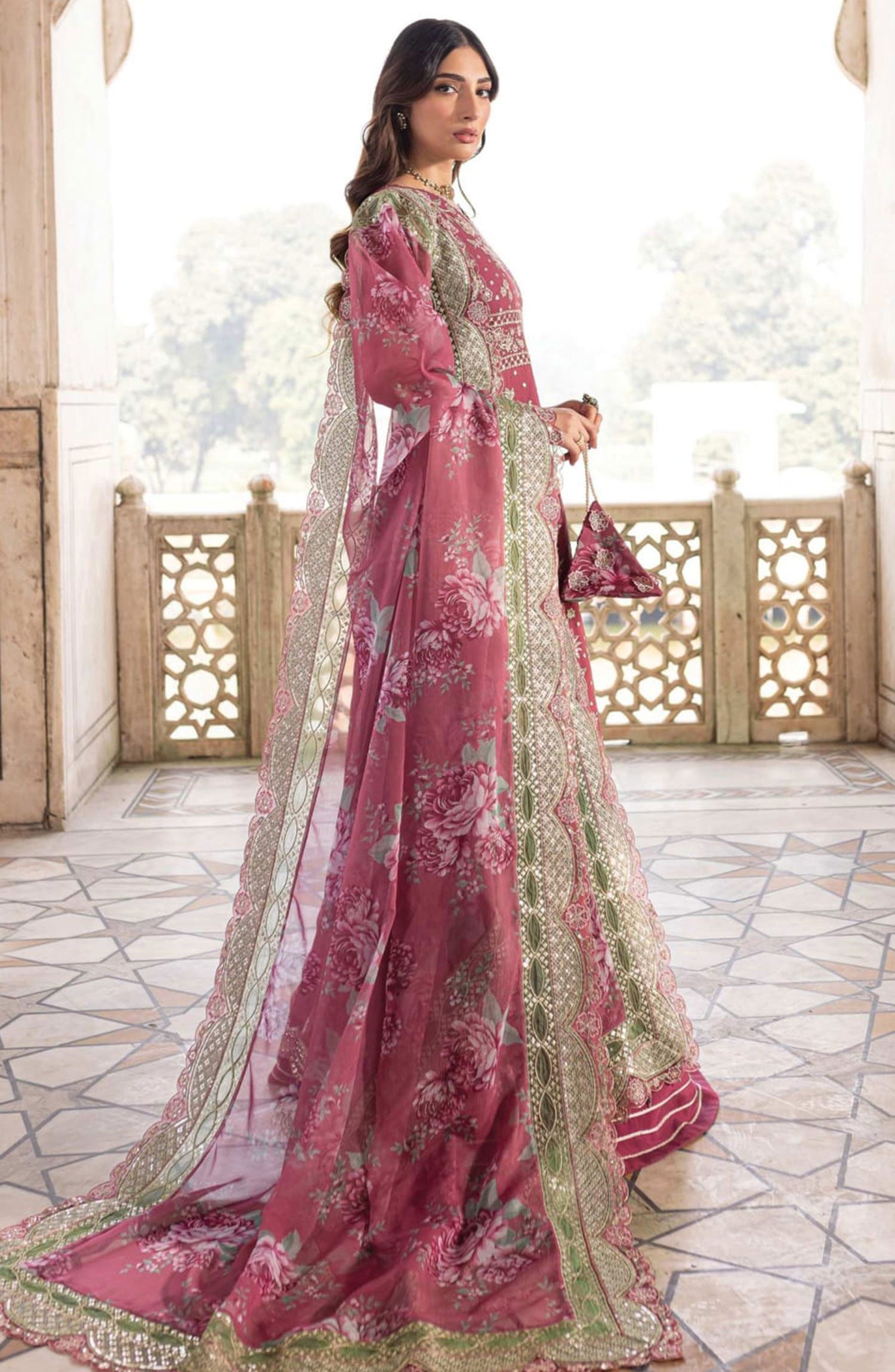 Farasha Ritzier Unstitched Luxury Collection - 08-REGAL ROSE