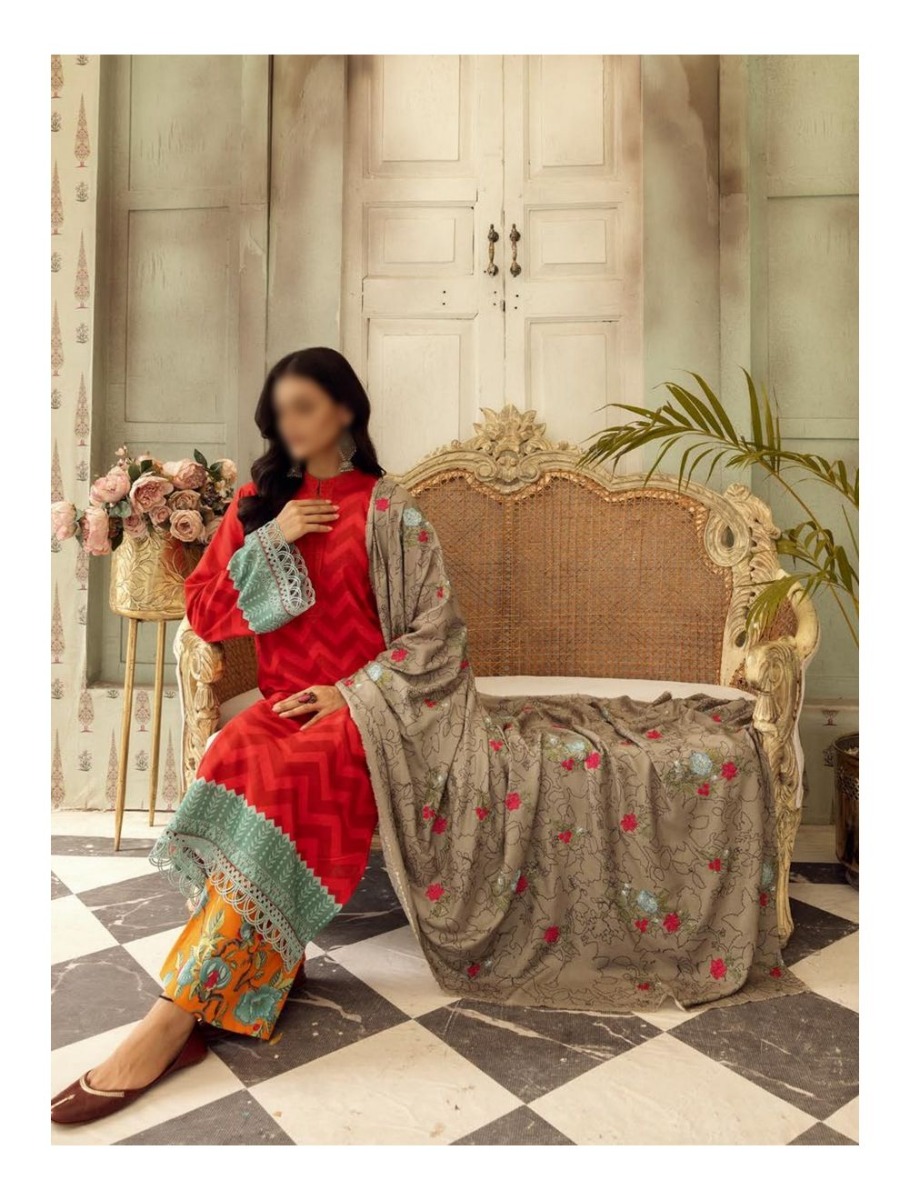 Design 02 Mahees Printed and Embroidered Khaddar Collection Vol 03