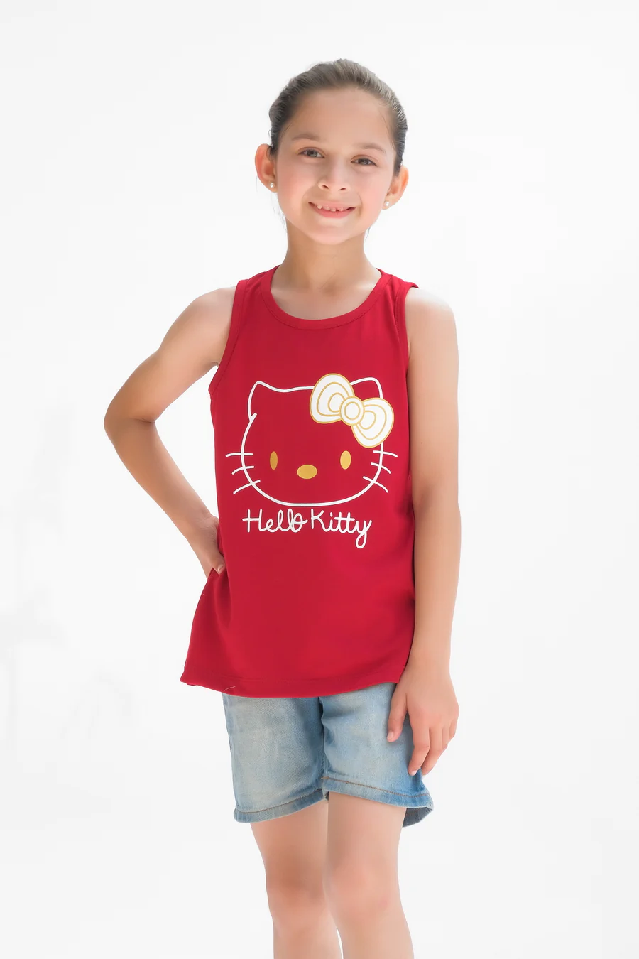 Hello KittyPrinted Sandos For Girls - Red