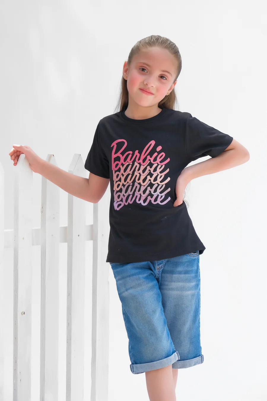 Barbie - Half Sleeves T-Shirts For Kids - Black