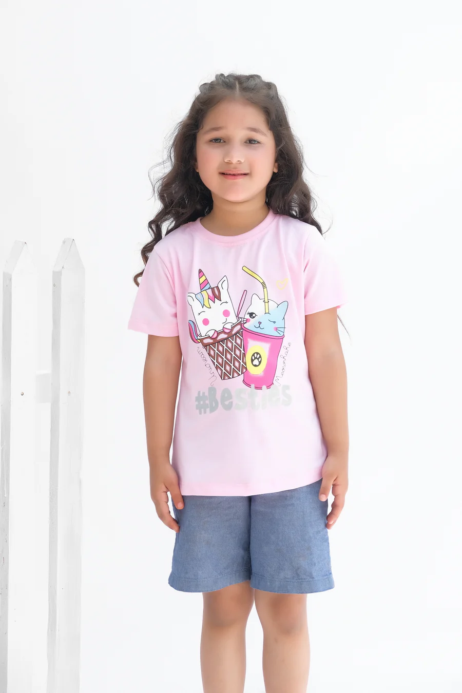 Unicorn # Besties - Half Sleeves T-Shirts For Kids - Light Pink