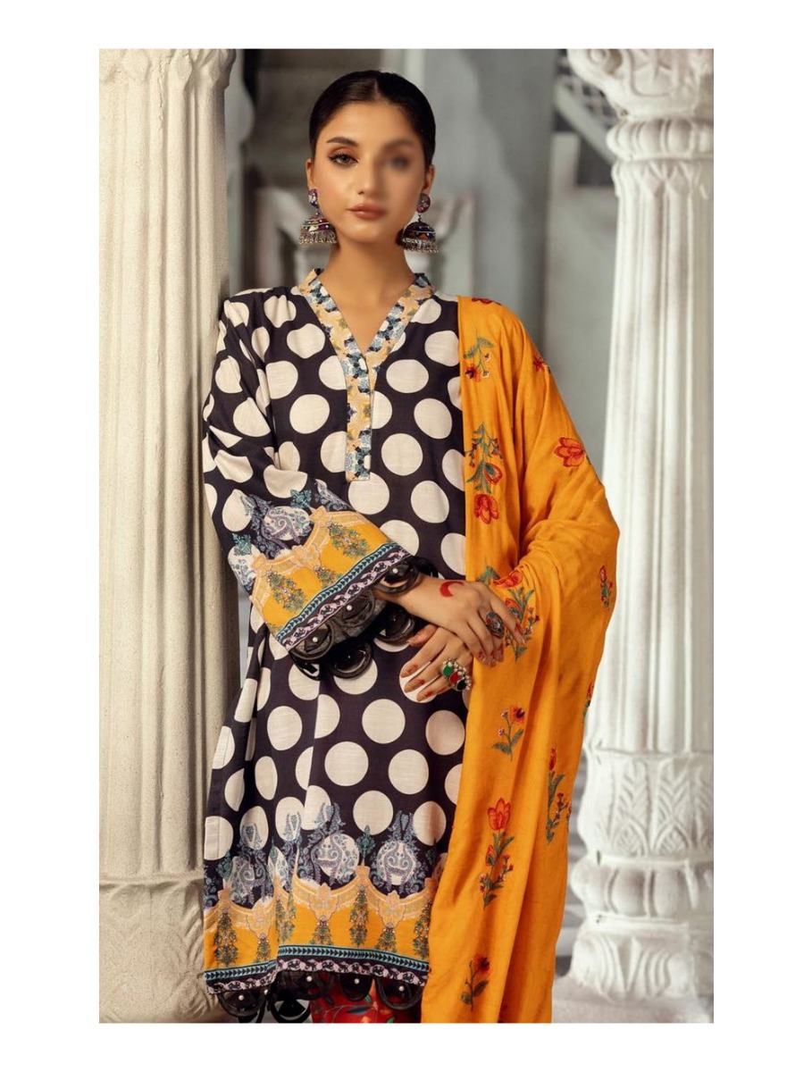 Design 09 Mahees Printed and Embroidered Khaddar Collection Vol 03