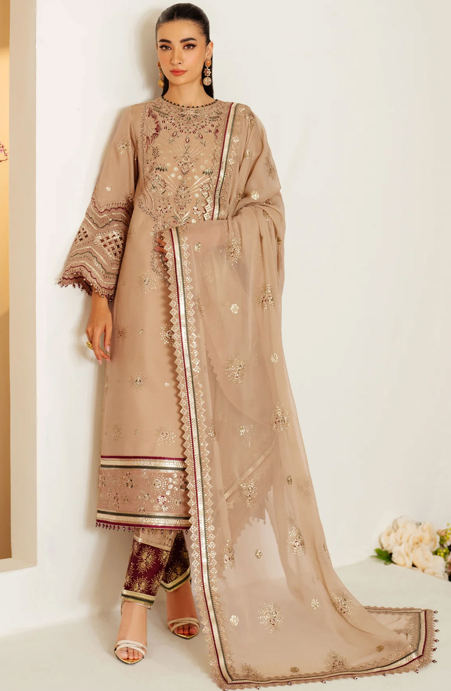 Alizeh Luxe Raw Silk Unstitched Collection 2024 - AF-RS-06-Oak