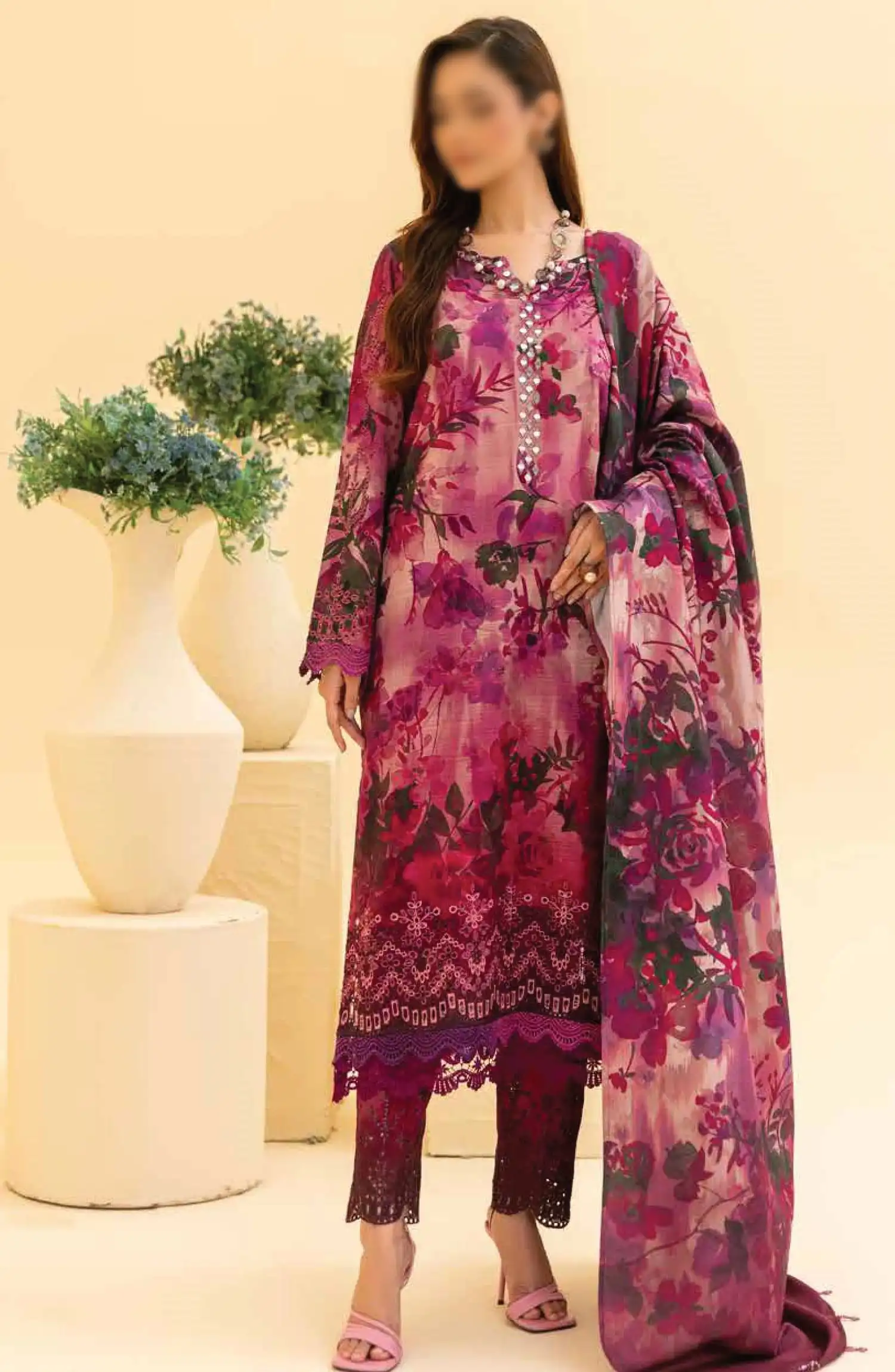 Afreen Embroidered Chikankari Khaddar Collection With Wool Shawl - AF 143