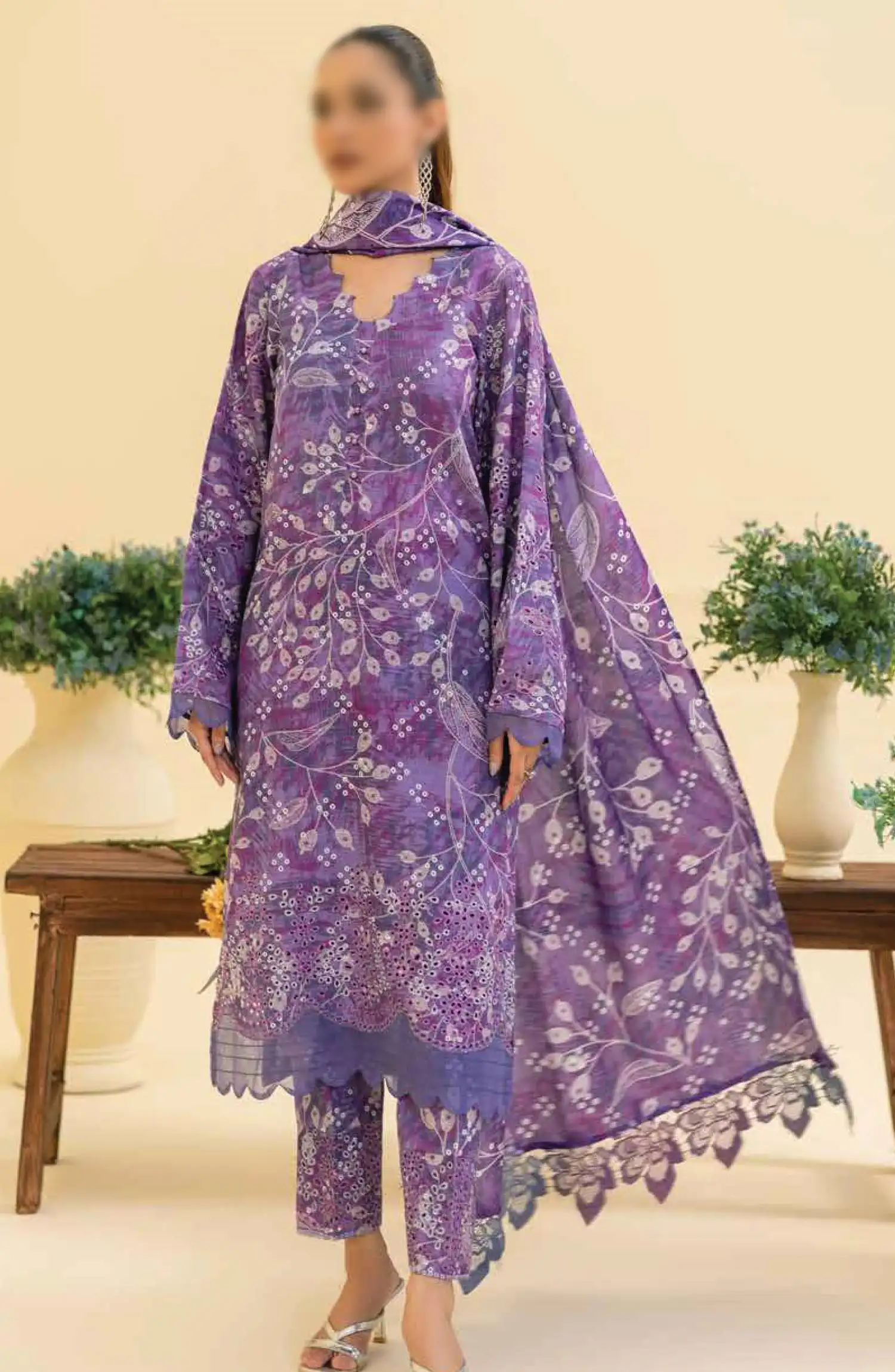 Afreen Embroidered Chikankari Khaddar Collection With Wool Shawl - AF 145