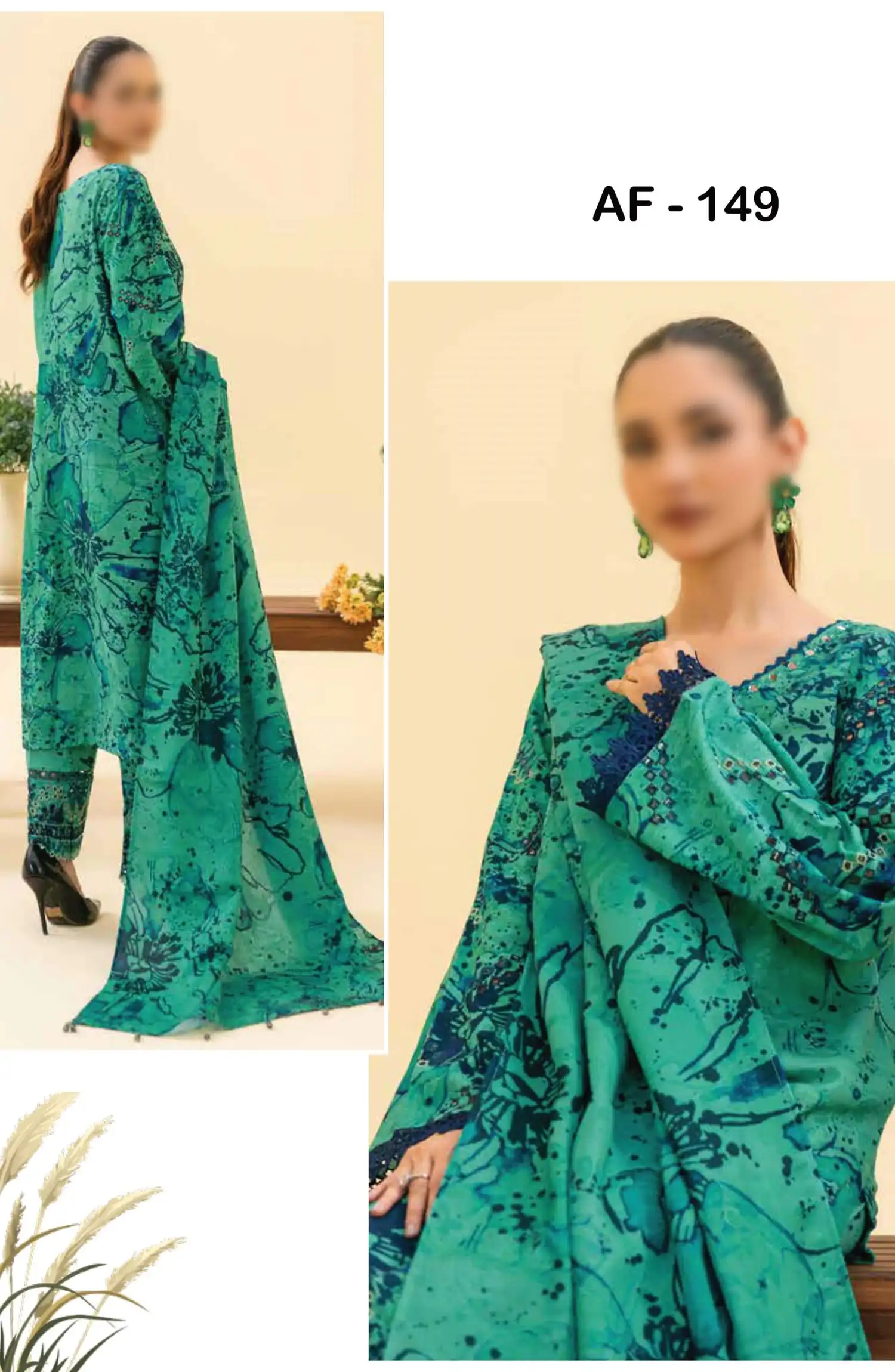 Afreen Embroidered Chikankari Khaddar Collection With Wool Shawl - AF 149