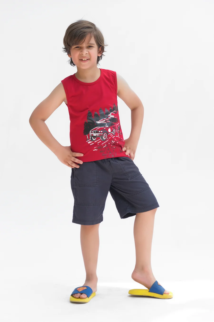 Disney Cars Printed Sandos For Boys - Maroon