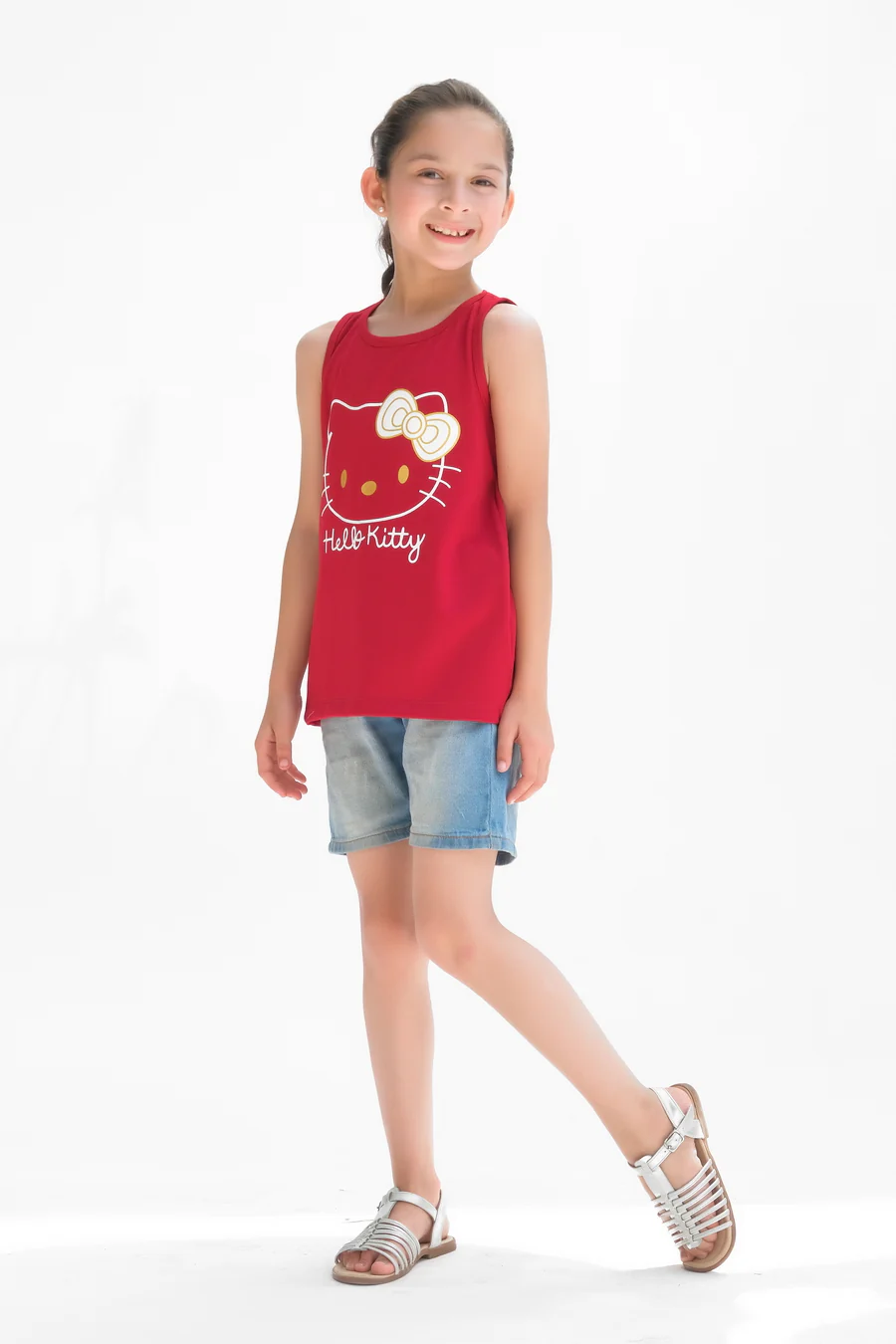 Hello KittyPrinted Sandos For Girls - Red