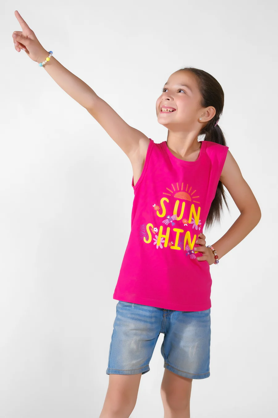 Sun Shine Printed Sandos For Girls - Pink