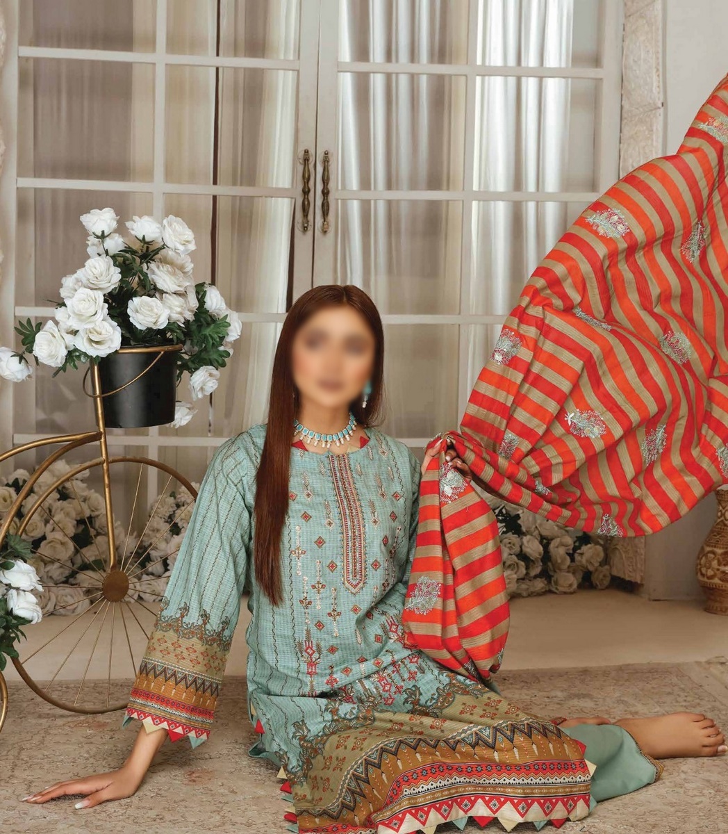 ART 03 Zara Meer Digital Luxury Slub Lawn Embroidered Collection Vol 3