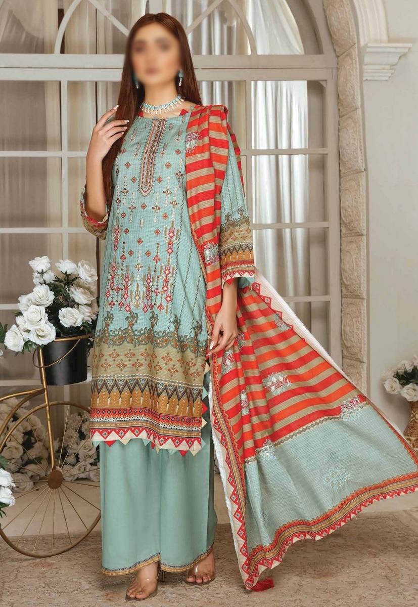 ART 03 Zara Meer Digital Luxury Slub Lawn Embroidered Collection Vol 3