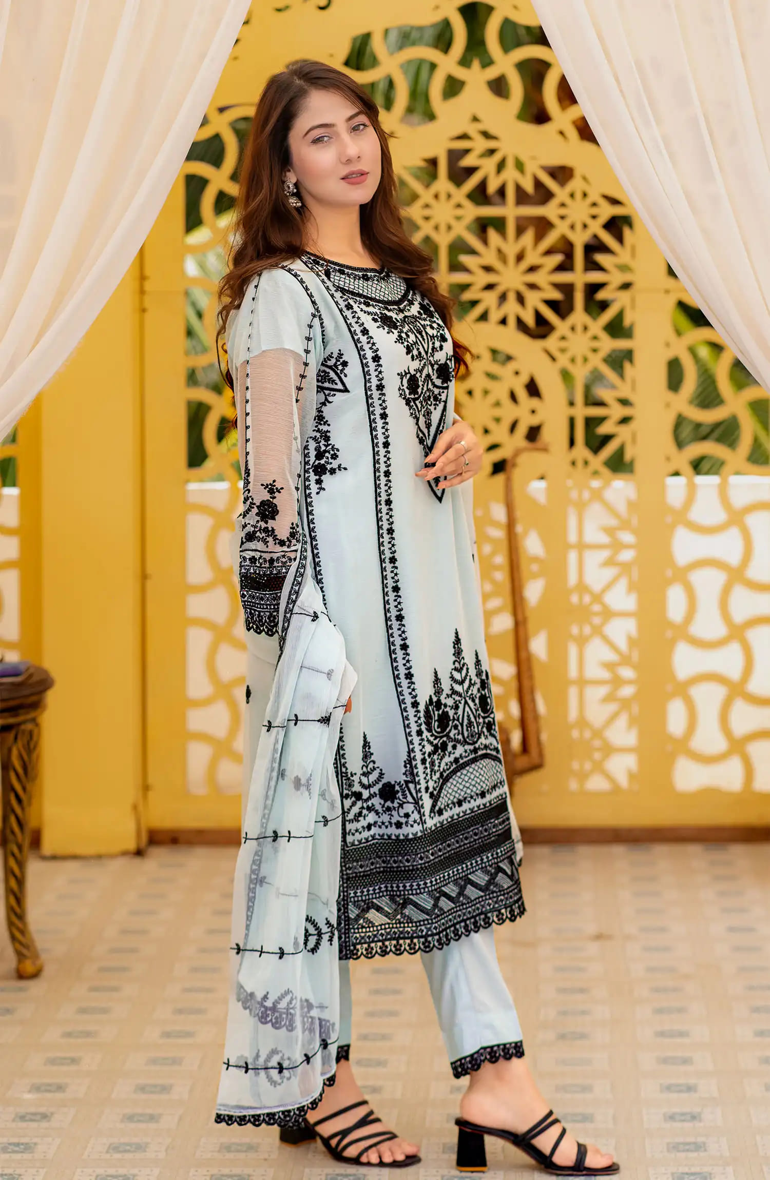 Roop Rang Stitched Collection By AL Harir Apparel-Ayeza Sky Blue