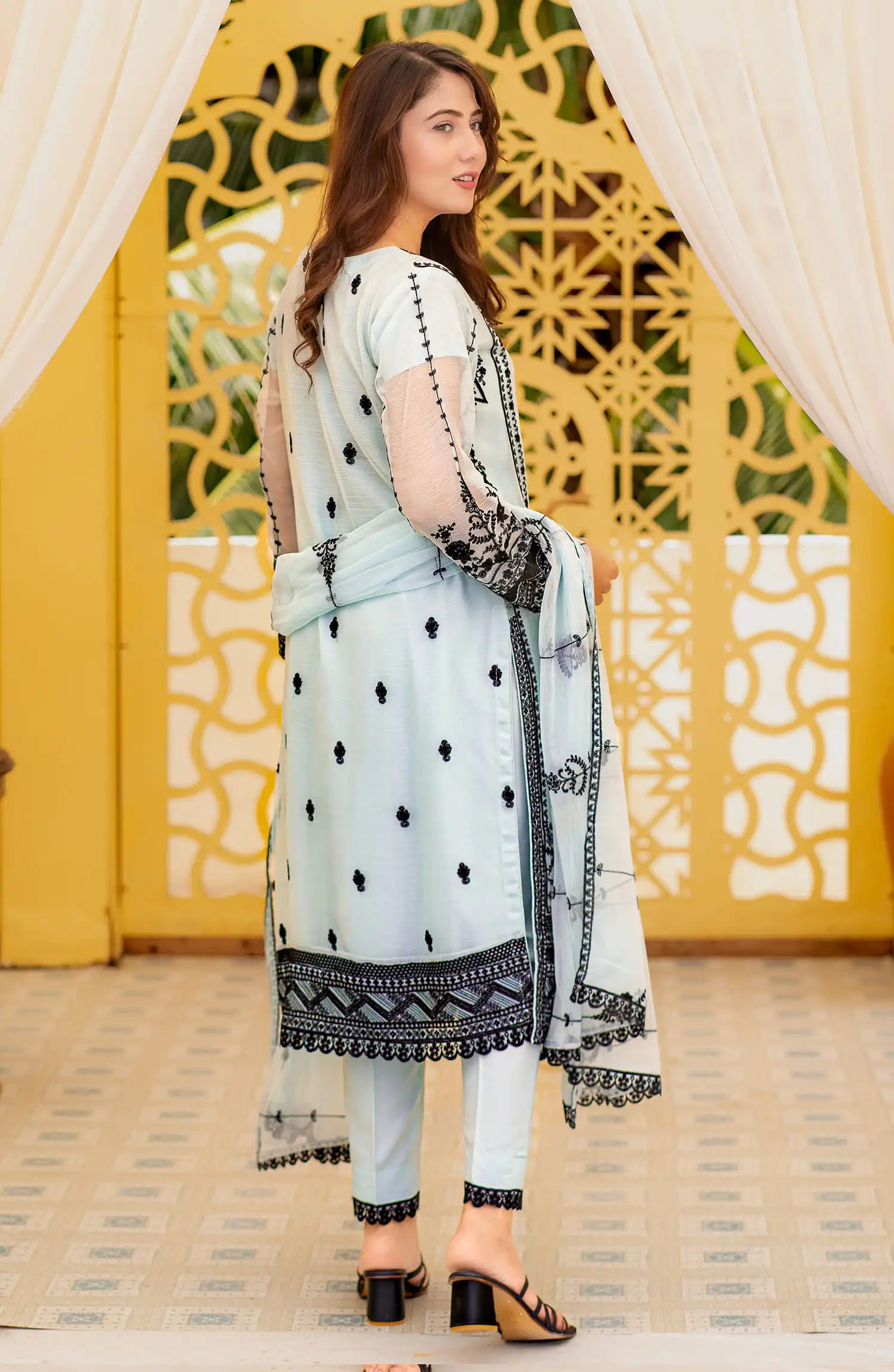 Roop Rang Stitched Collection By AL Harir Apparel-Ayeza Sky Blue