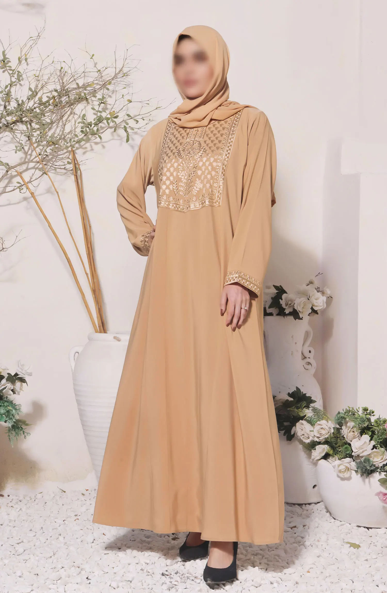 Nayab Abaya Collection Vol 23 by Amna khadija - Biscuit Blush