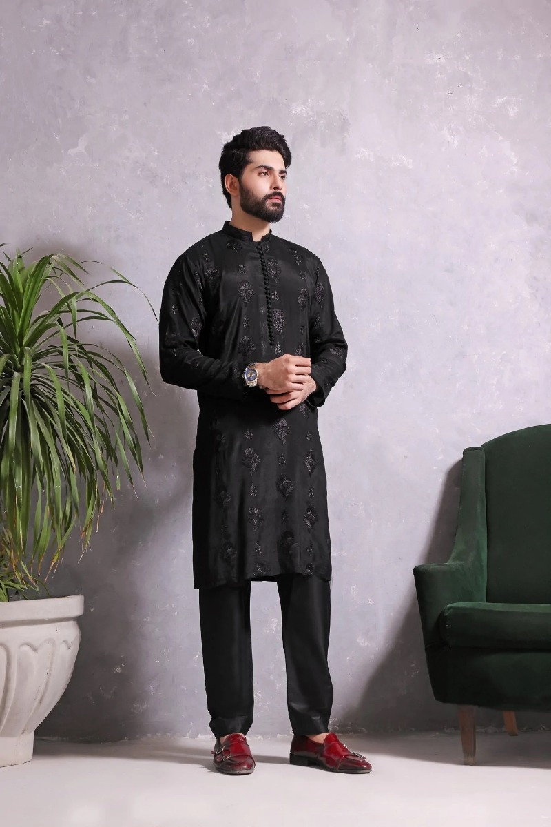 TGM Shalwar Kameez Bone Black