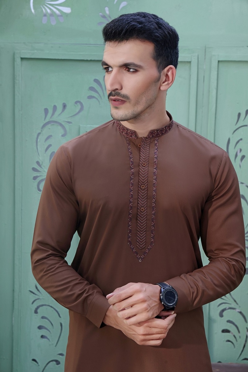 Brown Carob TGM Kameez Shalwar Suit Eid Collection