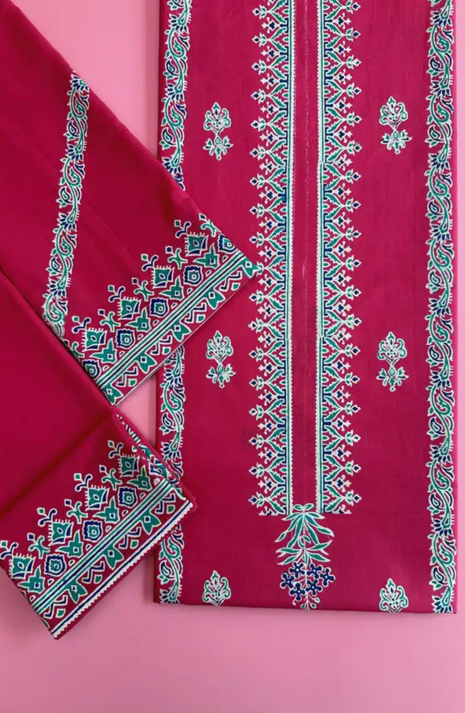 Adaa By Mahnoor Printed Cotton Lawn Suits Unstitched 2 Piece - Candy Pink