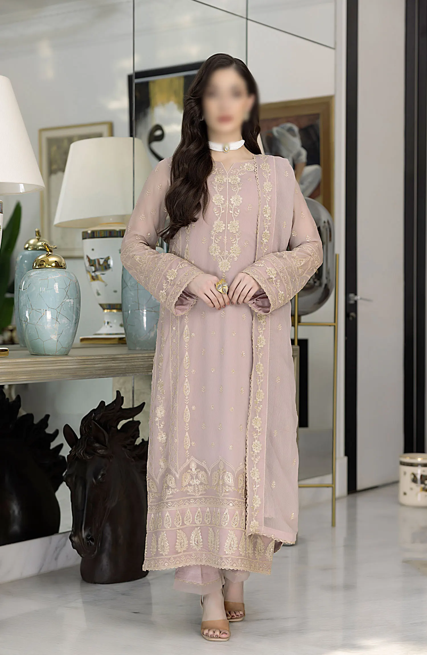 Merakish Unstitched Luxury Formal Collection Vol 10 2024 - Carnation Pink