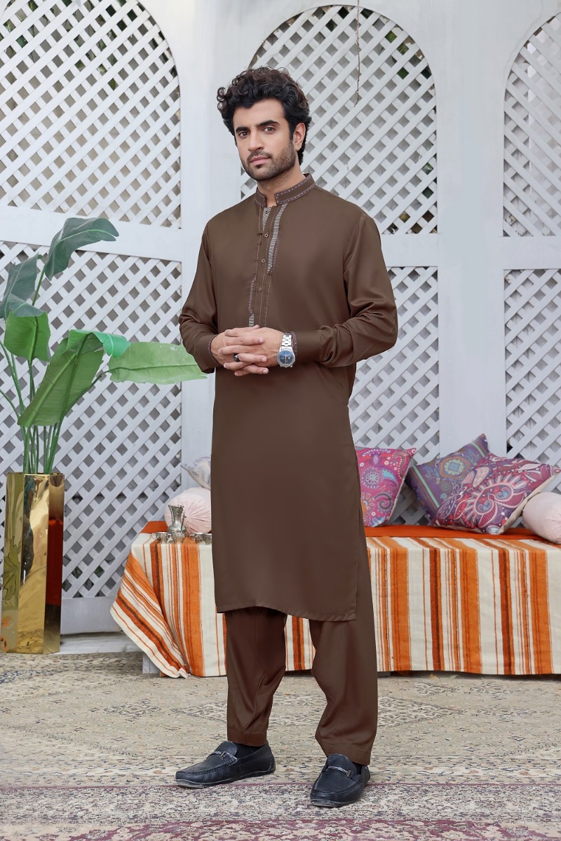 TGM Fancy Shalwar Kameez Cassel Brown