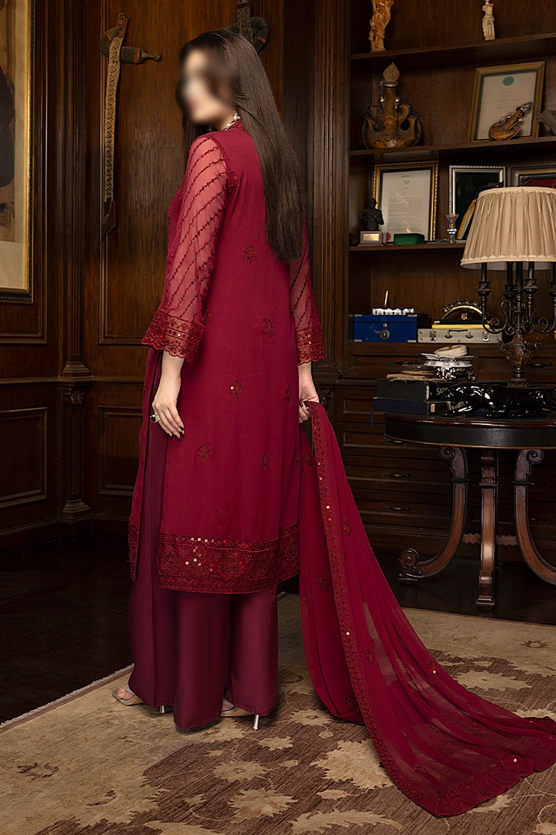 Merakish Unstitched Luxury Formal Collection 2023 - Cherry Red