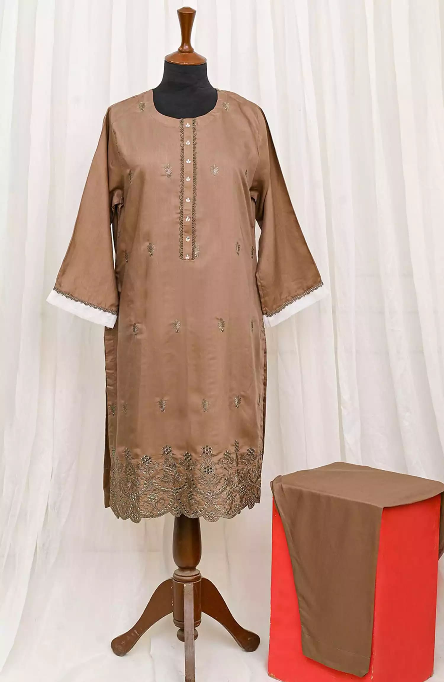 Artistic wear Pret Collection - chikankari chocolate brown