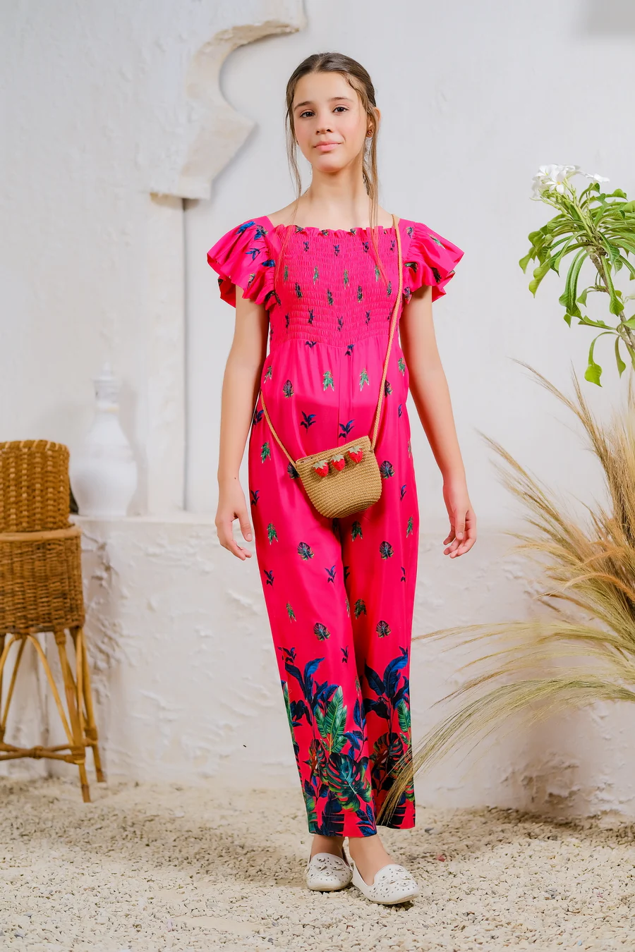 Kids 1 pc ready to wear - Coral Blossom Jumpsuit